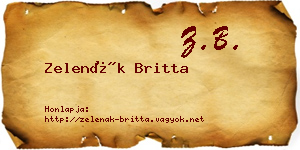 Zelenák Britta névjegykártya